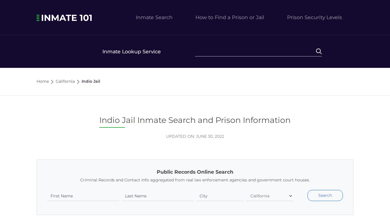 Indio Jail Inmate Search, Visitation, Phone no. & Mailing ...